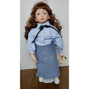 Brown Haired 19 Inch Cowgirl Porcelain Doll From Vera's Doll Cupboard